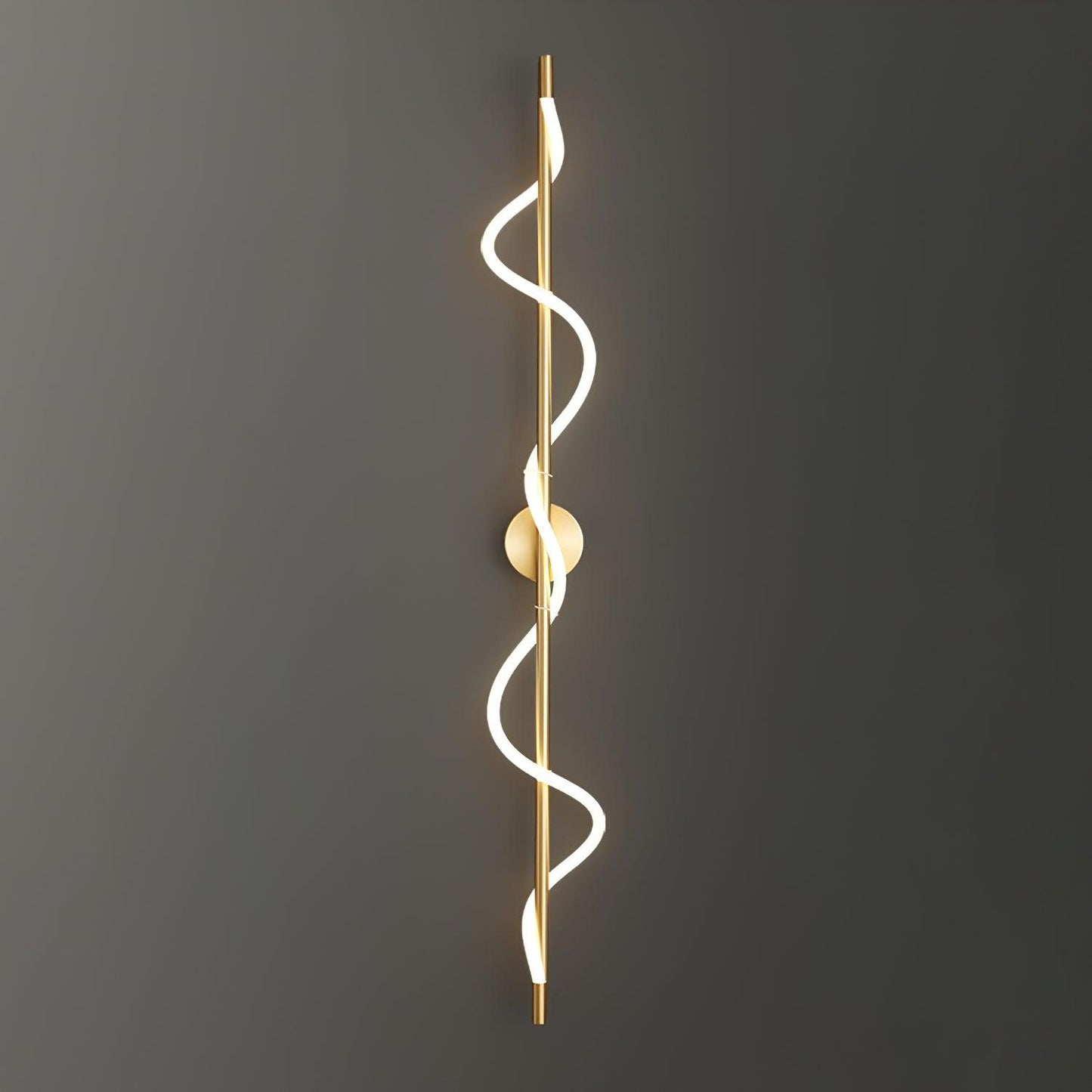 Flexible Linear Curve Wall Lamp W 9.8″ x H 47.2″ / W 25cm x H 120cm / Brass & White / Remote Control Dimmer Wall lamp