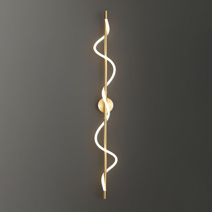 Flexible Linear Curve Wall Lamp W 9.8″ x H 47.2″ / W 25cm x H 120cm / Brass & White / Remote Control Dimmer Wall lamp