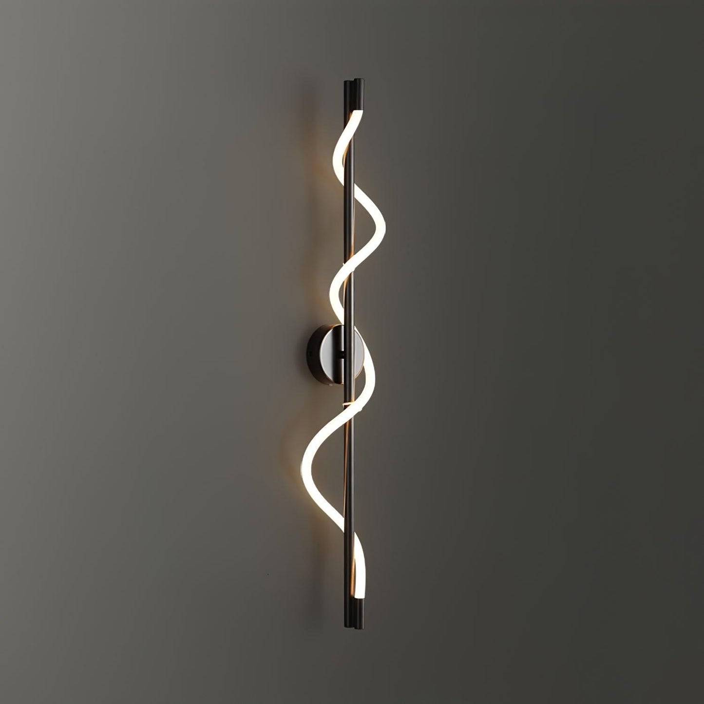 Flexible Linear Curve Wall Lamp W 9.8″ x H 35.4″ / W 25cm x H 90cm / Black & White / Remote Control Dimmer Wall lamp