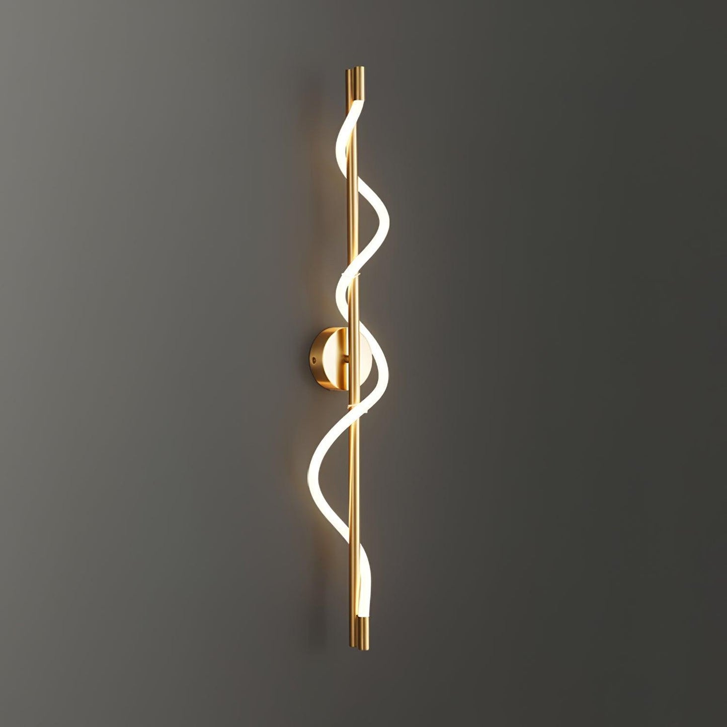 Flexible Linear Curve Wall Lamp W 9.8″ x H 35.4″ / W 25cm x H 90cm / Brass & White / Remote Control Dimmer Wall lamp