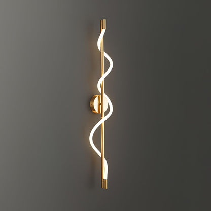 Flexible Linear Curve Wall Lamp W 9.8″ x H 35.4″ / W 25cm x H 90cm / Brass & White / Remote Control Dimmer Wall lamp