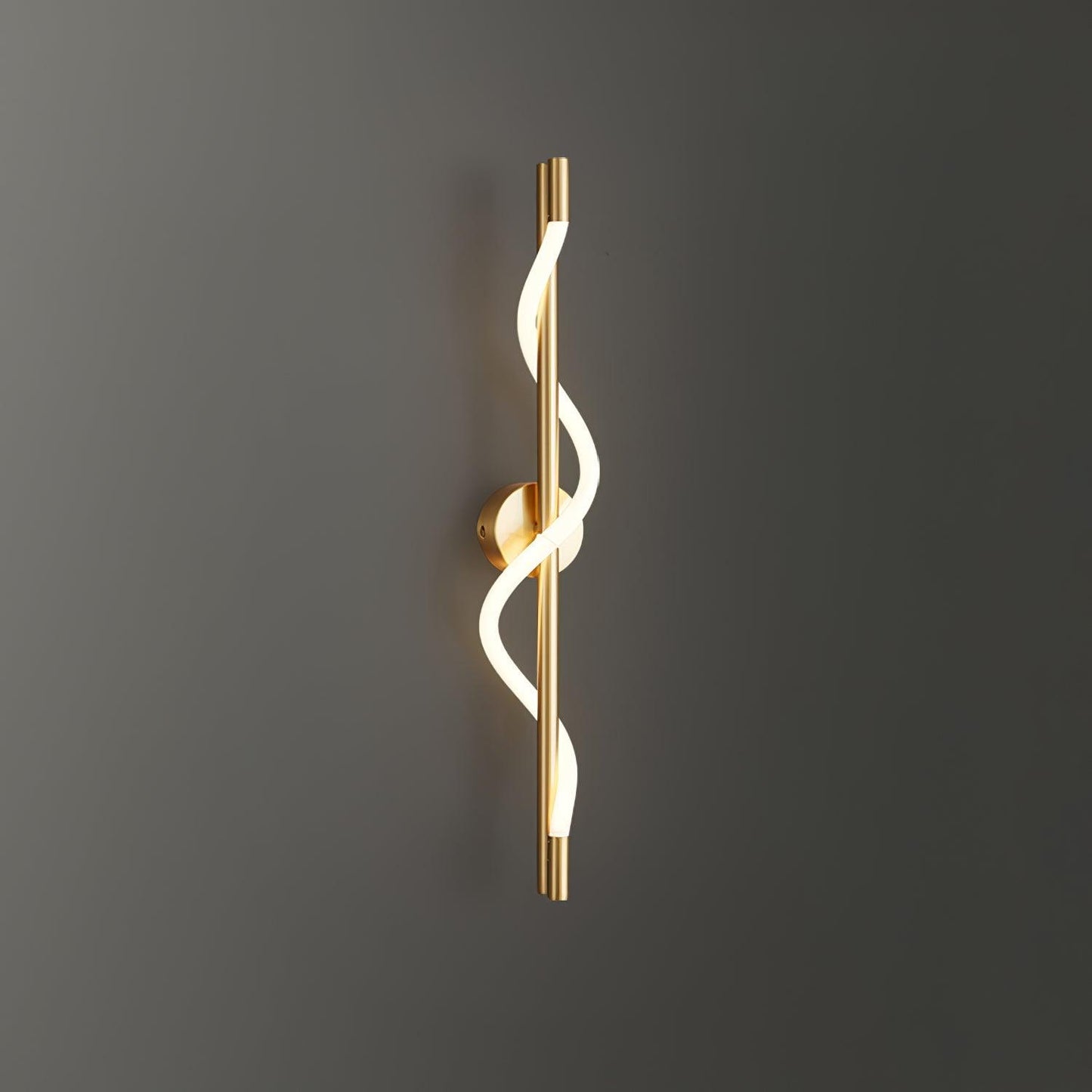 Flexible Linear Curve Wall Lamp W 9.8″ x H 23.6″ / W 25cm x H 60cm / Brass & White / Remote Control Dimmer Wall lamp