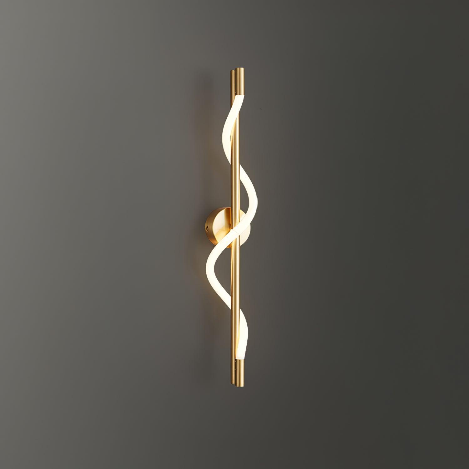 Flexible Linear Curve Wall Lamp W 9.8″ x H 23.6″ / W 25cm x H 60cm / Brass & White / Remote Control Dimmer Wall lamp