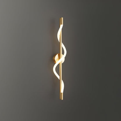 Flexible Linear Curve Wall Lamp W 9.8″ x H 23.6″ / W 25cm x H 60cm / Brass & White / Remote Control Dimmer Wall lamp