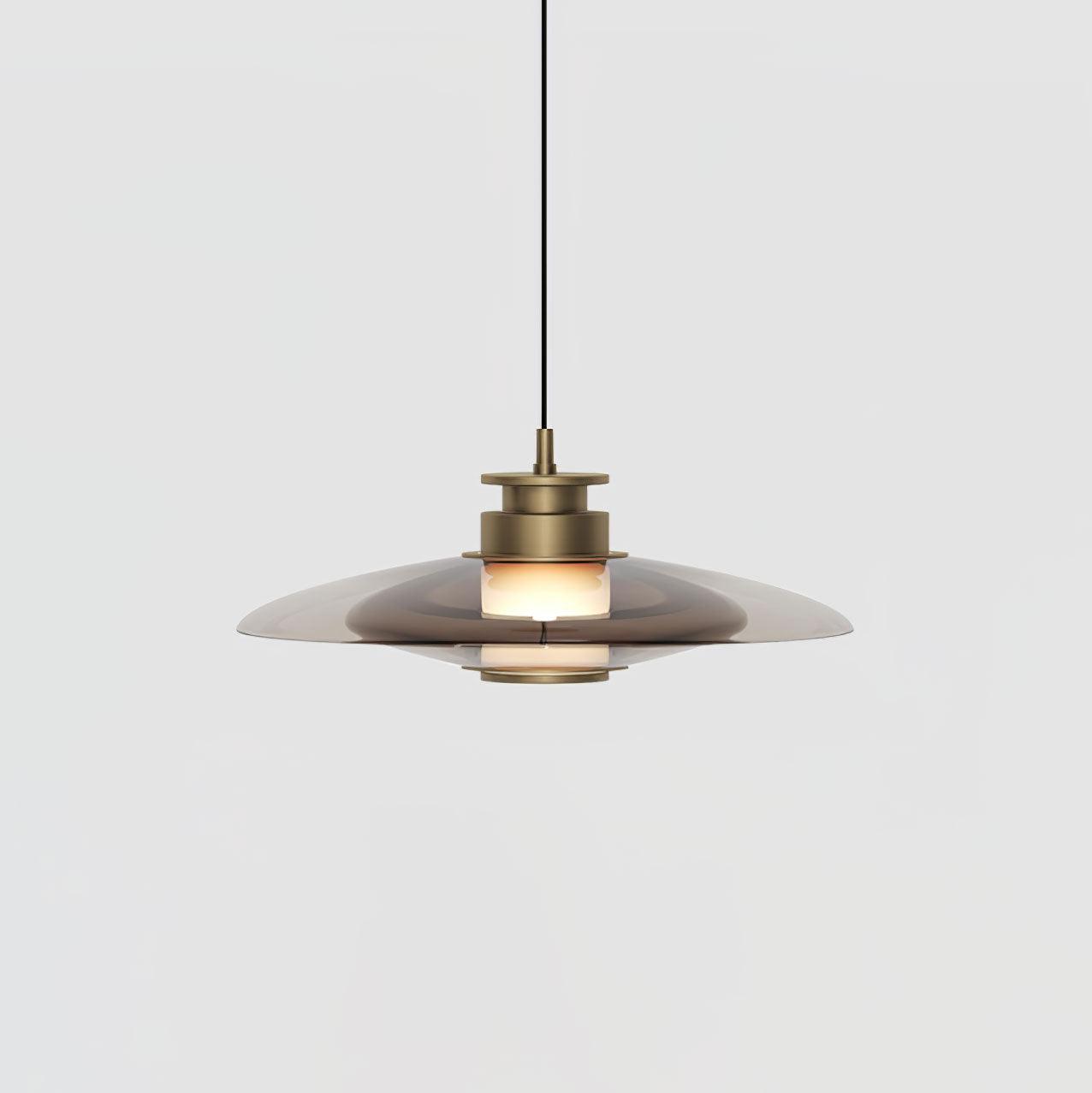 Float Glass Pendant Lamp Model A Dia 11.8″ x H 5.1″ / Dia 30cm x H 13cm / Amber & Gold / Warm Light Pendant light