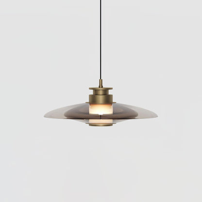 Float Glass Pendant Lamp Model A Dia 11.8″ x H 5.1″ / Dia 30cm x H 13cm / Amber & Gold / Warm Light Pendant light