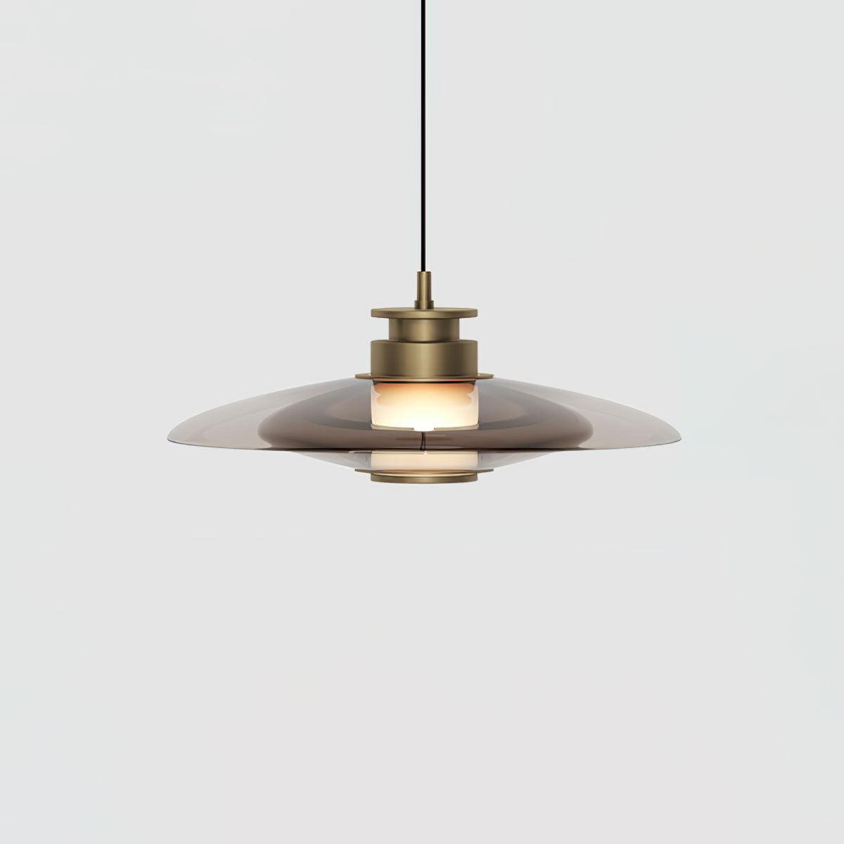 Float Glass Pendant Lamp Model A Dia 15.7″ x H 6.3″ / Dia 40cm x H 16cm / Amber & Gold / Warm Light Pendant light