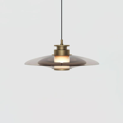 Float Glass Pendant Lamp Model A Dia 15.7″ x H 6.3″ / Dia 40cm x H 16cm / Amber & Gold / Warm Light Pendant light