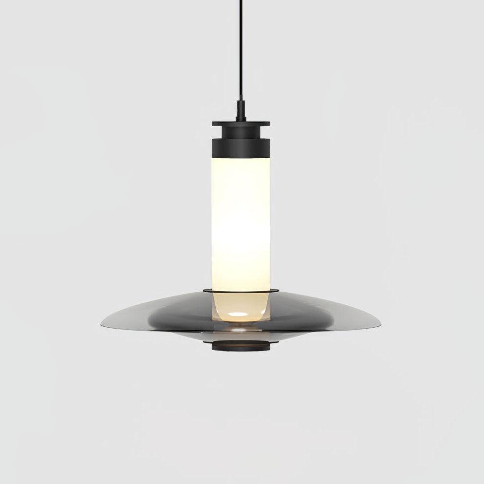 Float Glass Pendant Lamp Model B Dia 15.7″ x H 8.7″ / Dia 40cm x H 22cm / Smoke grey & Black / Warm Light Pendant light