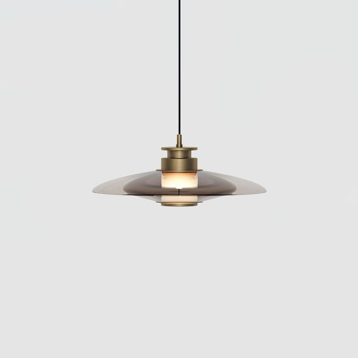 Float Glass Pendant Lamp Model A Dia 9.1″ x H 4.3″ / Dia 23cm x H 11cm / Amber & Gold / Warm Light Pendant light