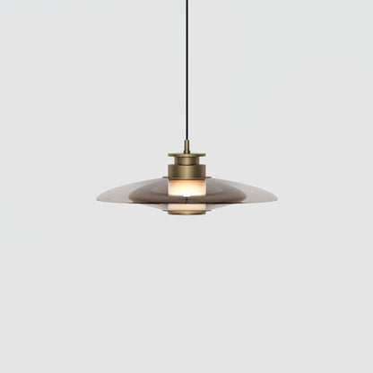 Float Glass Pendant Lamp Model A Dia 9.1″ x H 4.3″ / Dia 23cm x H 11cm / Amber & Gold / Warm Light Pendant light