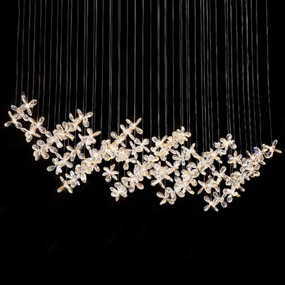 Floating Butterfly Chandelier L 47.2″ x H 9.8″ x H 59.1″ / L 120cm x W 25cm x H 150cm / Silver & Clear / Warm Light