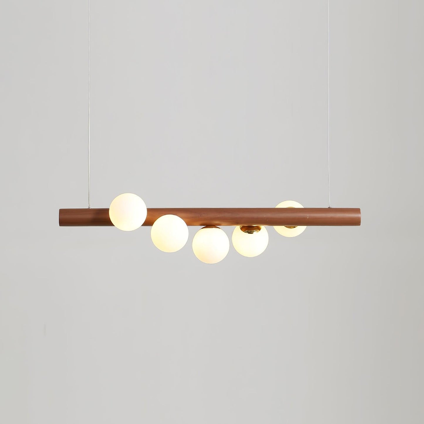 Scandinavian Wooden Pendant Lamp 5 heads L 31.4″ x H 2.3″/ L 80cm x H 6cm / Walnut & White Pendant light