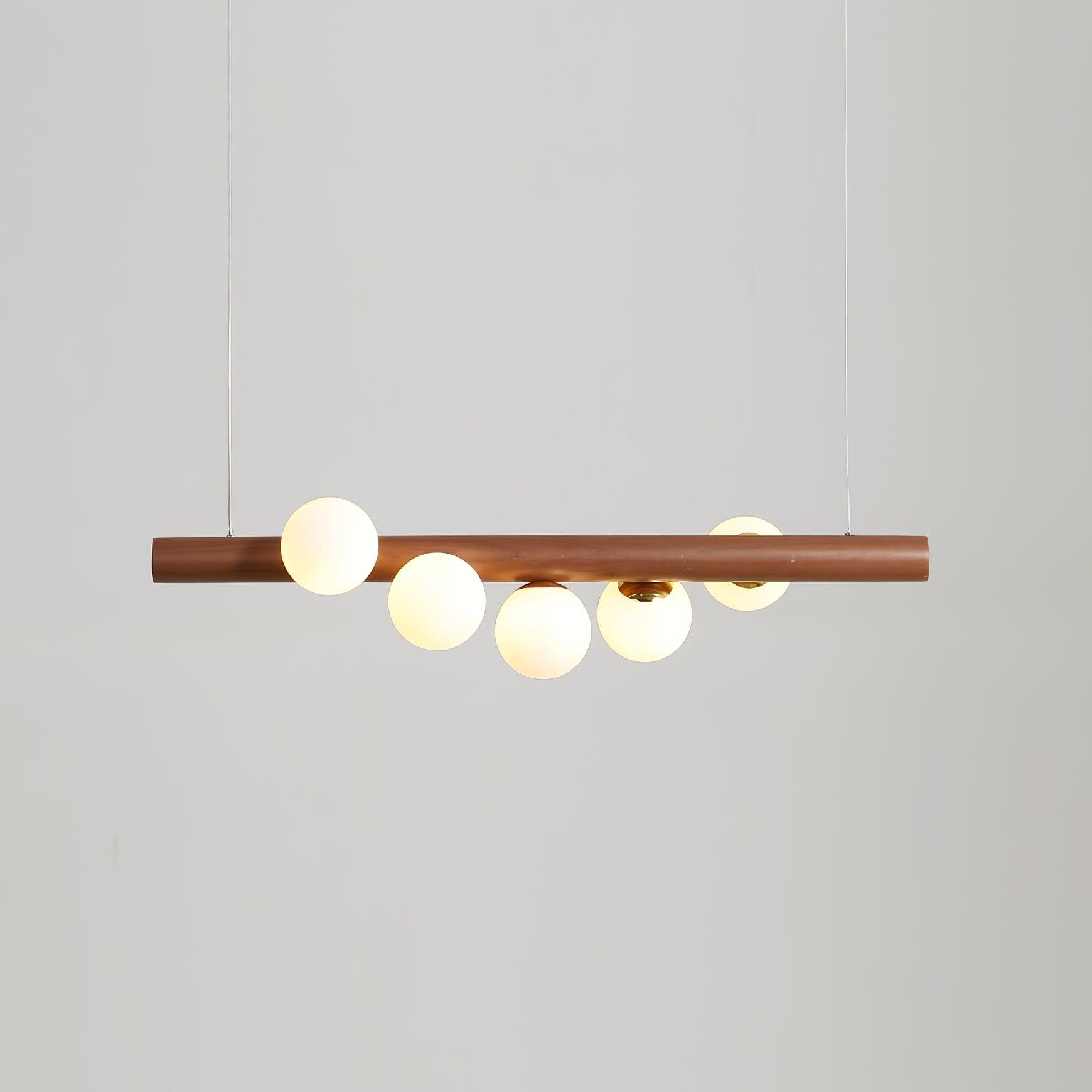 Scandinavian Wooden Pendant Lamp 5 heads L 31.4″ x H 2.3″/ L 80cm x H 6cm / Walnut & White Pendant light