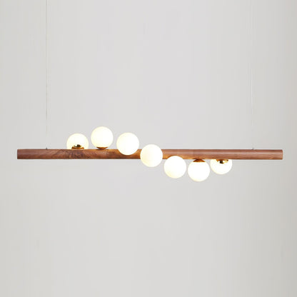 Scandinavian Wooden Pendant Lamp 7 heads L 47.2″ x H 2.3″/ L 120cm x H 6cm / Walnut & White Pendant light