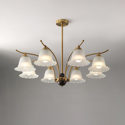 Flora Brass Chandelier 8 heads ? 34.3″ x H 25.6″ / Dia 87cm x H 65cm / Brass & Frosted white Chandelier