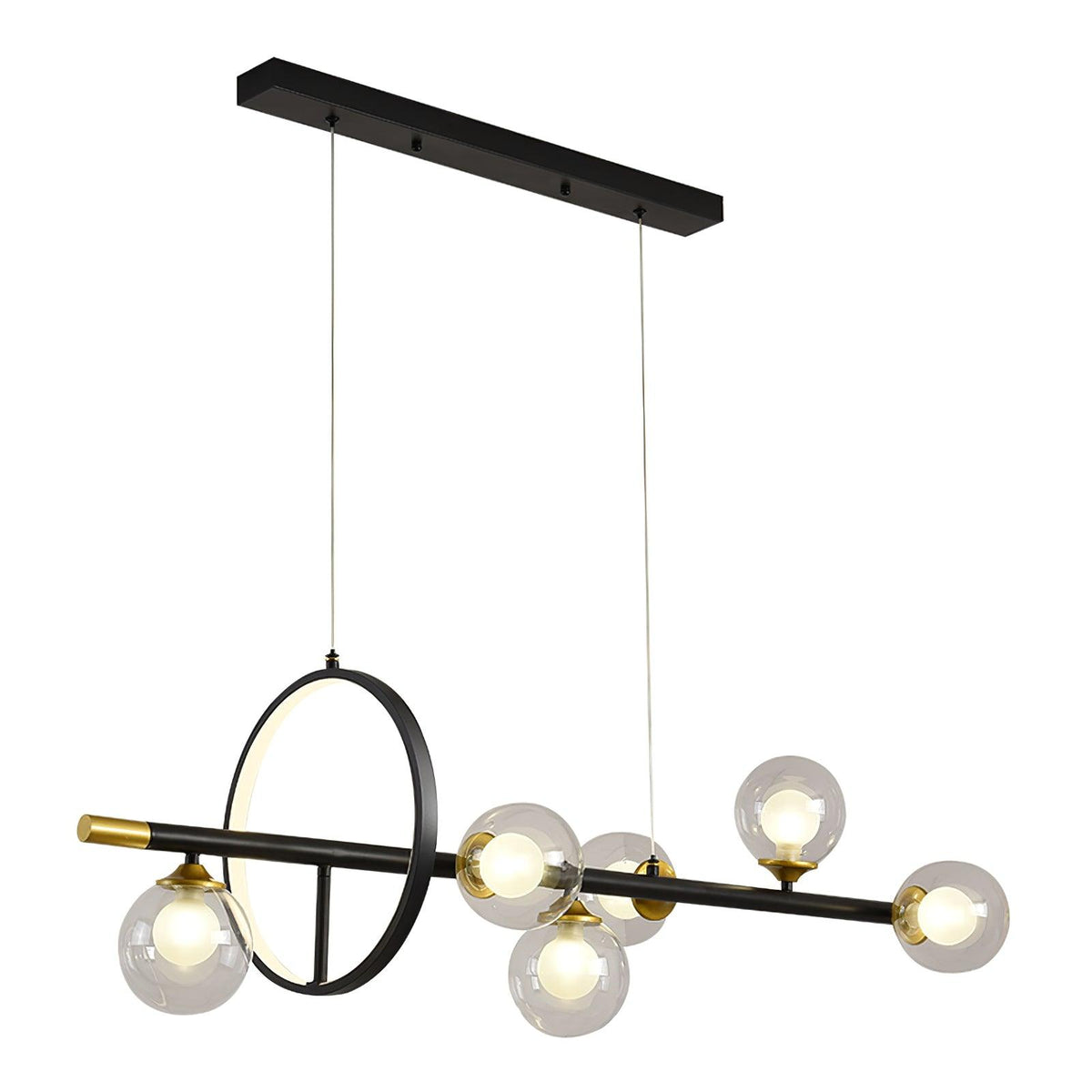Flora Chandelier L 47.2″ x H 11.8″ / L 120cm x H 30cm / Black & Transparent Chandelier