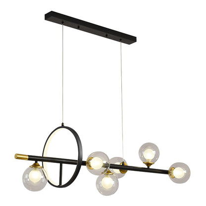 Flora Chandelier L 47.2″ x H 11.8″ / L 120cm x H 30cm / Black & Transparent Chandelier