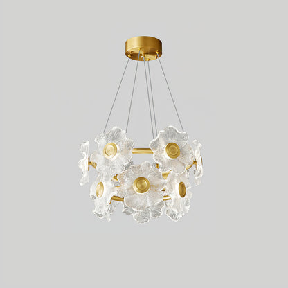 Flora Glass Chandelier 6 + 6 Heads 19.7″ x H 13.8″ / Dia 50cm x H 35cmDia / Brass / Warm Light Pendant light