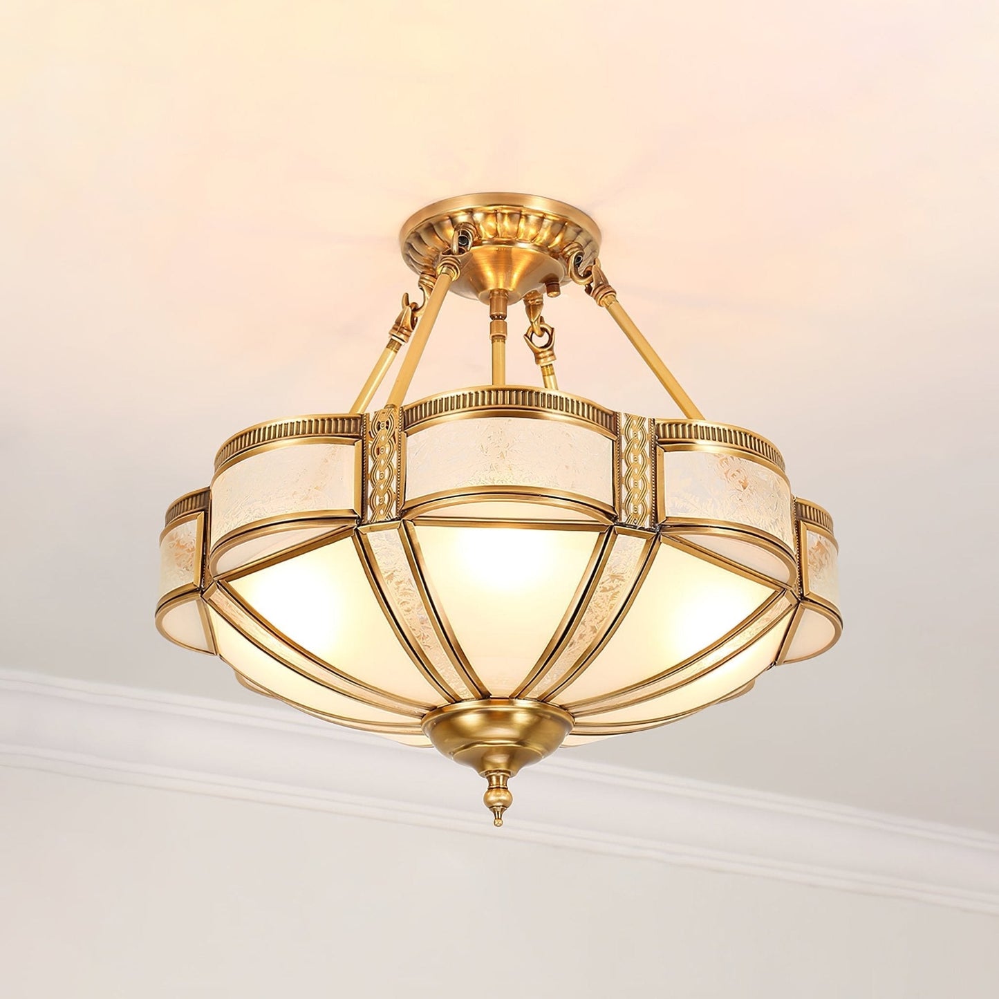 Floral Brass Ceiling Lamp Model B ? 17.7″ x H 6.9″ / Brass Floor lamp