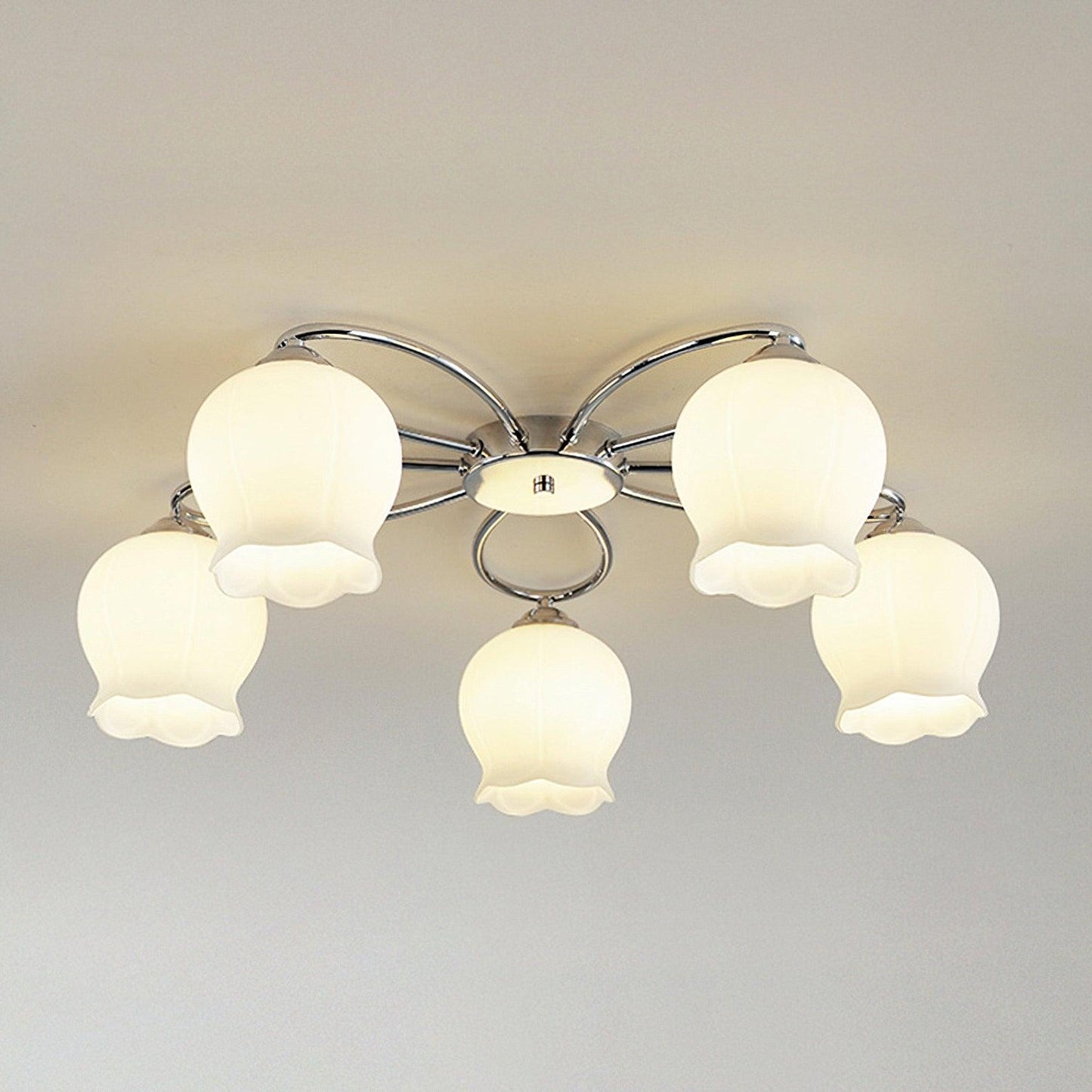 Floral Glass Ceiling Lamp ? 31.1″ x H 16.9″ / Dia 79cm x H 43cm / Chrome Ceiling lamp