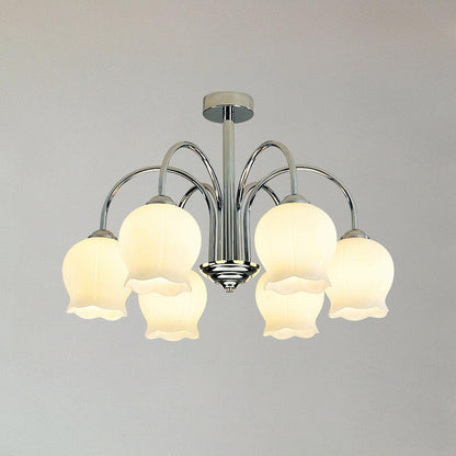 Floral Glass Chandelier 6 Heads: ? 24.4″ x H 16.9″/ Dia 62cm x H 43cm / Chrome Chandelier