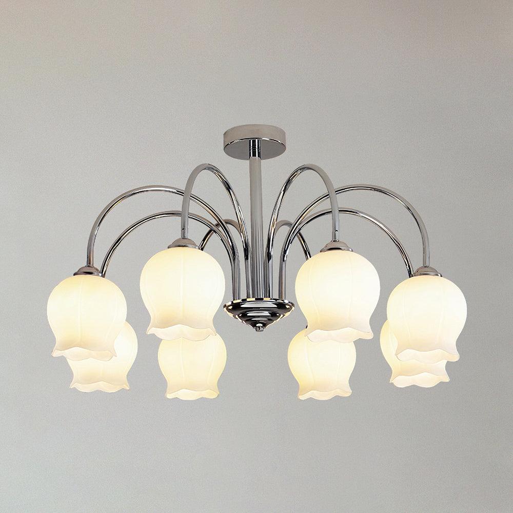 Floral Glass Chandelier 8 Heads: ? 31.1″ x H 16.9″ / Dia 79cm x H 43cm / Chrome Chandelier