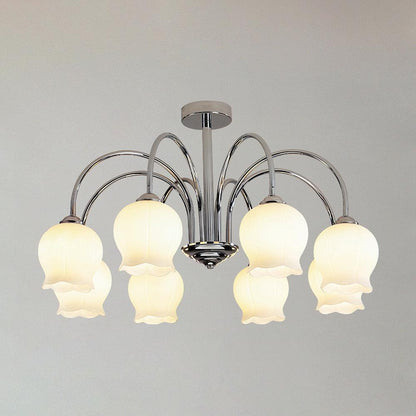 Floral Glass Chandelier 8 Heads: ? 31.1″ x H 16.9″ / Dia 79cm x H 43cm / Chrome Chandelier