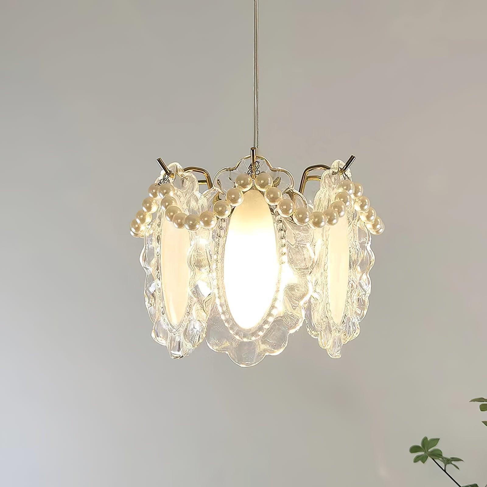 Floral Glass Pendant Lamp ? 7.9″ x H 7.9″ / Dia 20cm x H 20cm / Clear Pendant light