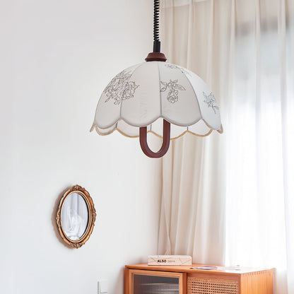 Floral Grace Pendant Lamp Dia 18.1″ x H 18.1″ / Walnut color & White Pendant light