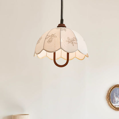 Floral Grace Pendant Lamp Dia 18.1″ x H 18.1″ / Walnut color & White Pendant light
