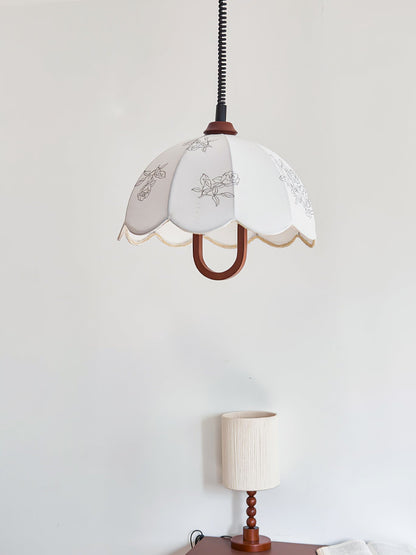Floral Grace Pendant Lamp Dia 18.1″ x H 18.1″ / Walnut color & White Pendant light