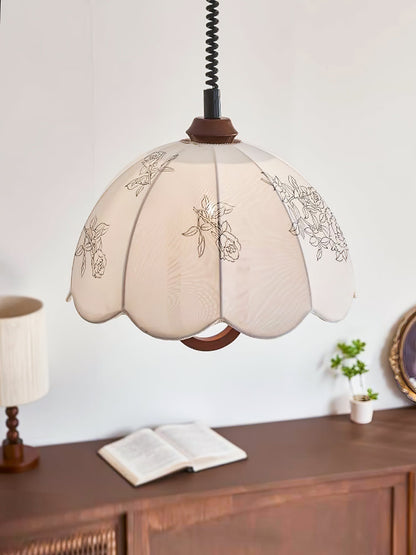 Floral Grace Pendant Lamp Dia 18.1″ x H 18.1″ / Walnut color & White Pendant light
