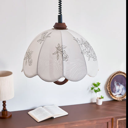 Floral Grace Pendant Lamp Dia 18.1″ x H 18.1″ / Walnut color & White Pendant light