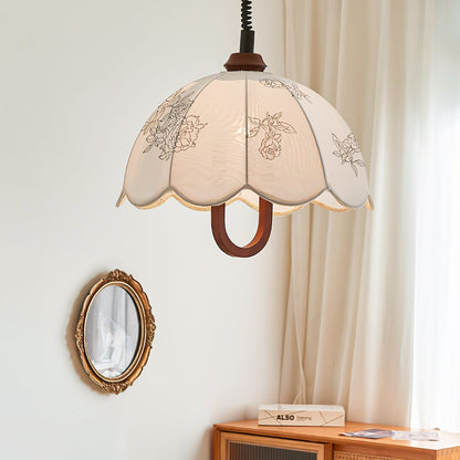 Floral Grace Pendant Lamp Dia 18.1″ x H 18.1″ / Walnut color & White Pendant light