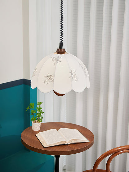 Floral Grace Pendant Lamp Dia 18.1″ x H 18.1″ / Walnut color & White Pendant light