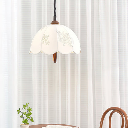 Floral Grace Pendant Lamp Dia 18.1″ x H 18.1″ / Walnut color & White Pendant light