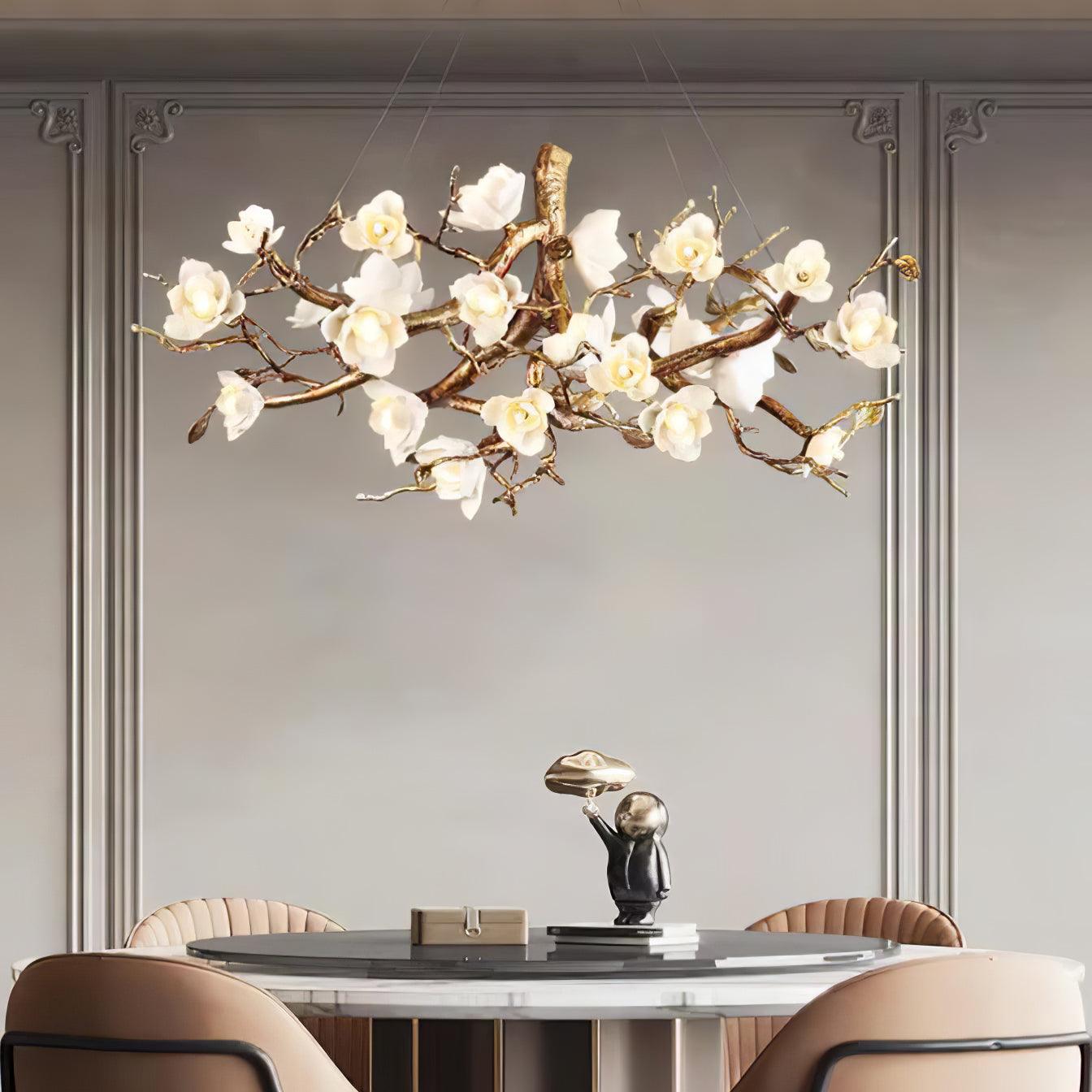 Flower Bloom Branch Brass Chandelier Chandelier