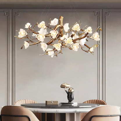Flower Bloom Branch Brass Chandelier Chandelier