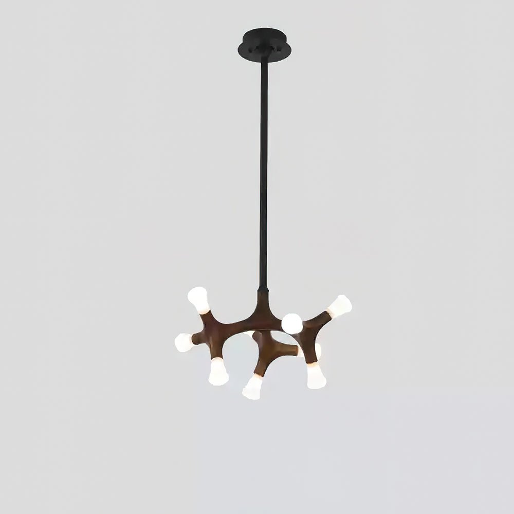 Flower Bone Chandelier 9 Heads: Dia 21.7’’ x H 42.1’’ / Walnut Color / Warm Light Chandelier