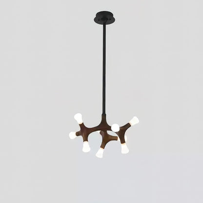 Flower Bone Chandelier 9 Heads: Dia 21.7’’ x H 42.1’’ / Walnut Color / Warm Light Chandelier