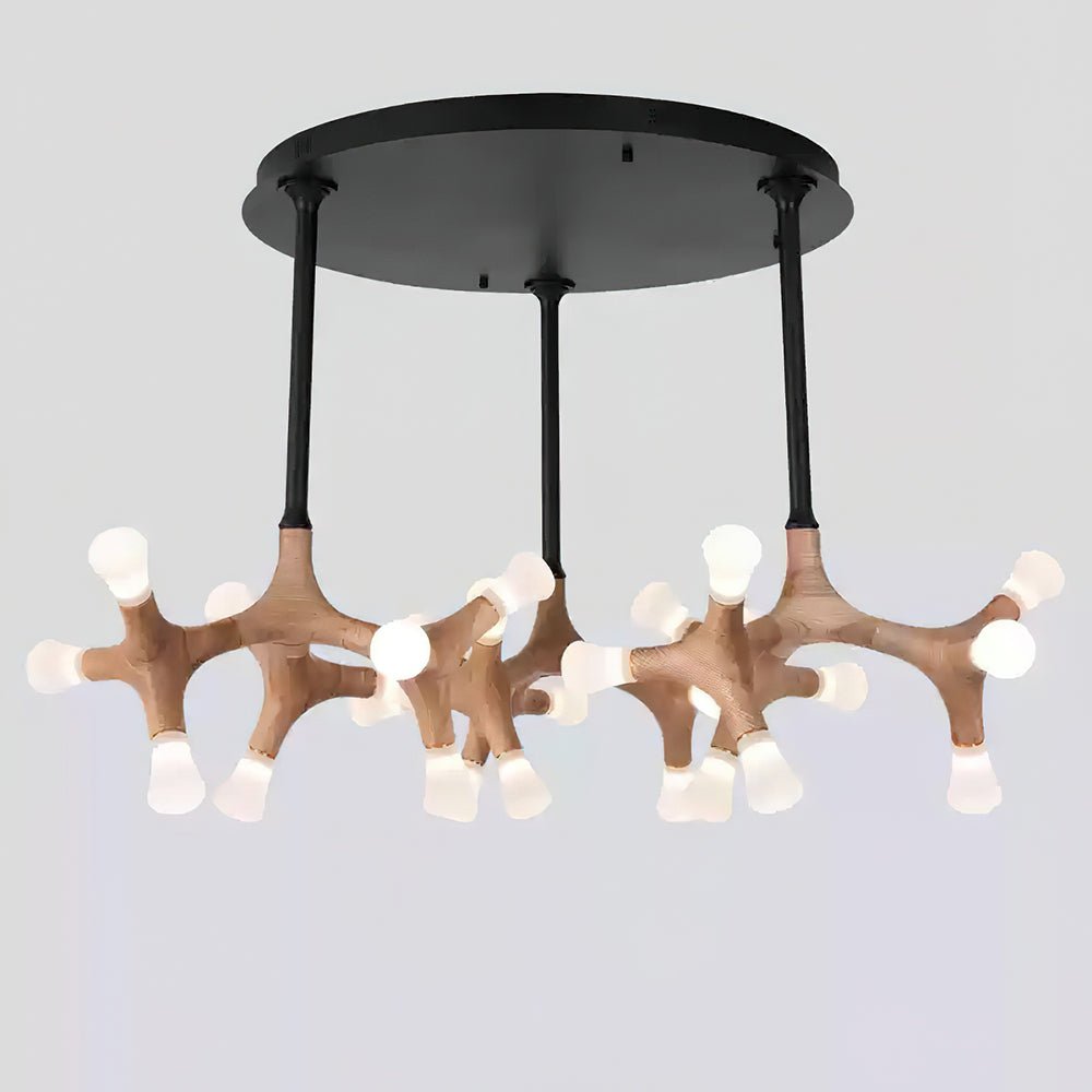Flower Bone Chandelier 27 Heads: Dia 43.3’’ x H 26.4’’ / Wood Color / Warm Light Chandelier