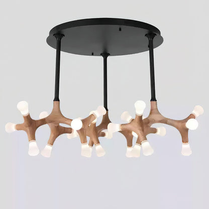 Flower Bone Chandelier 27 Heads: Dia 43.3’’ x H 26.4’’ / Wood Color / Warm Light Chandelier