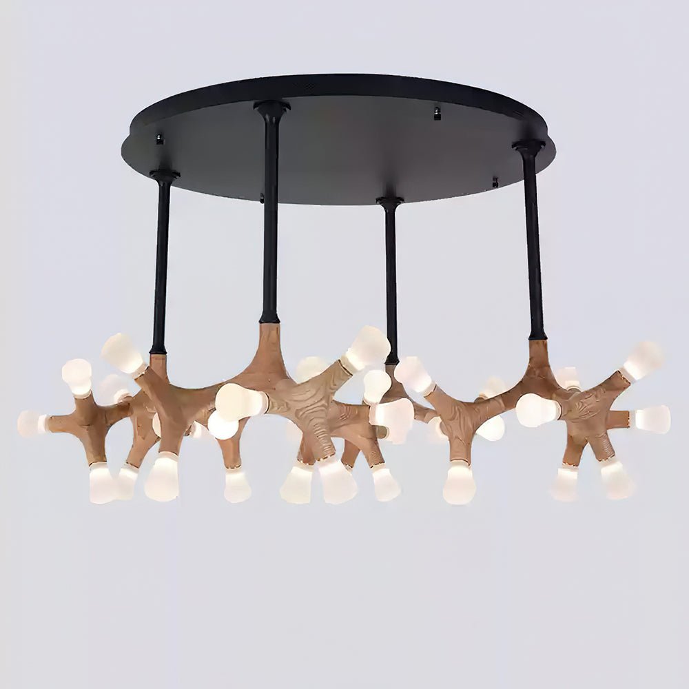 Flower Bone Chandelier 36 Heads: Dia 51.2’’ x H 26.4’’ / Wood Color / Warm Light Chandelier