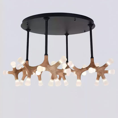 Flower Bone Chandelier 36 Heads: Dia 51.2’’ x H 26.4’’ / Wood Color / Warm Light Chandelier