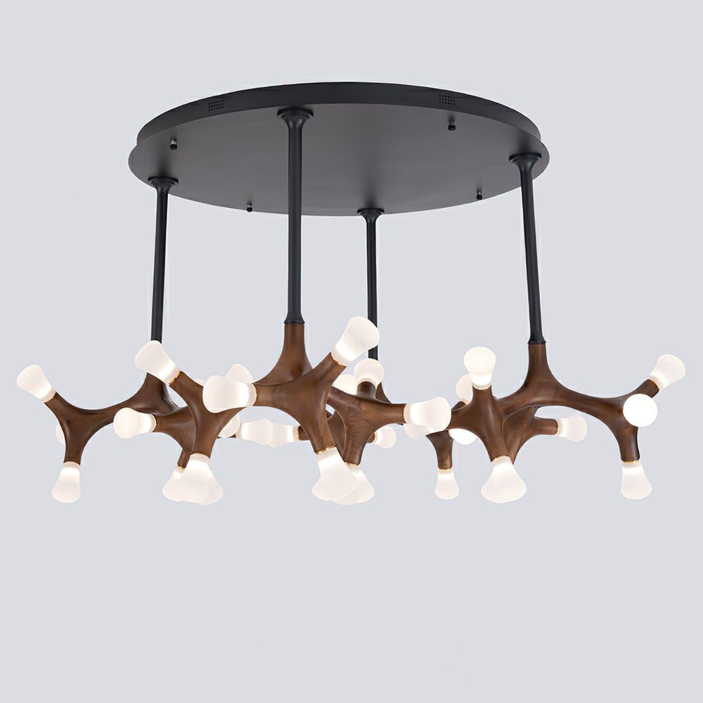 Flower Bone Chandelier 36 Heads: Dia 51.2’’ x H 26.4’’ / Walnut Color / Warm Light Chandelier