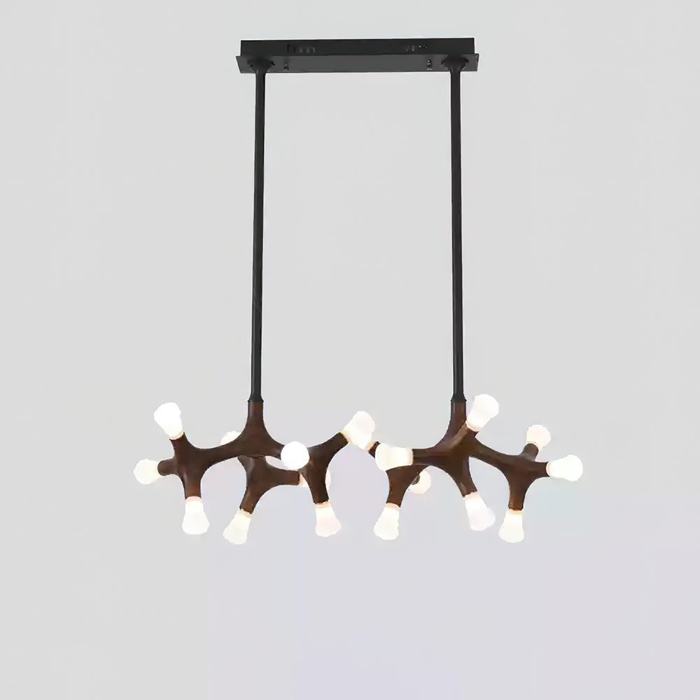 Flower Bone Chandelier 18 Heads: L 37.4’’ x H 42.1’’ / Walnut Color / Warm Light Chandelier