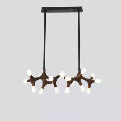 Flower Bone Chandelier 18 Heads: L 37.4’’ x H 42.1’’ / Walnut Color / Warm Light Chandelier