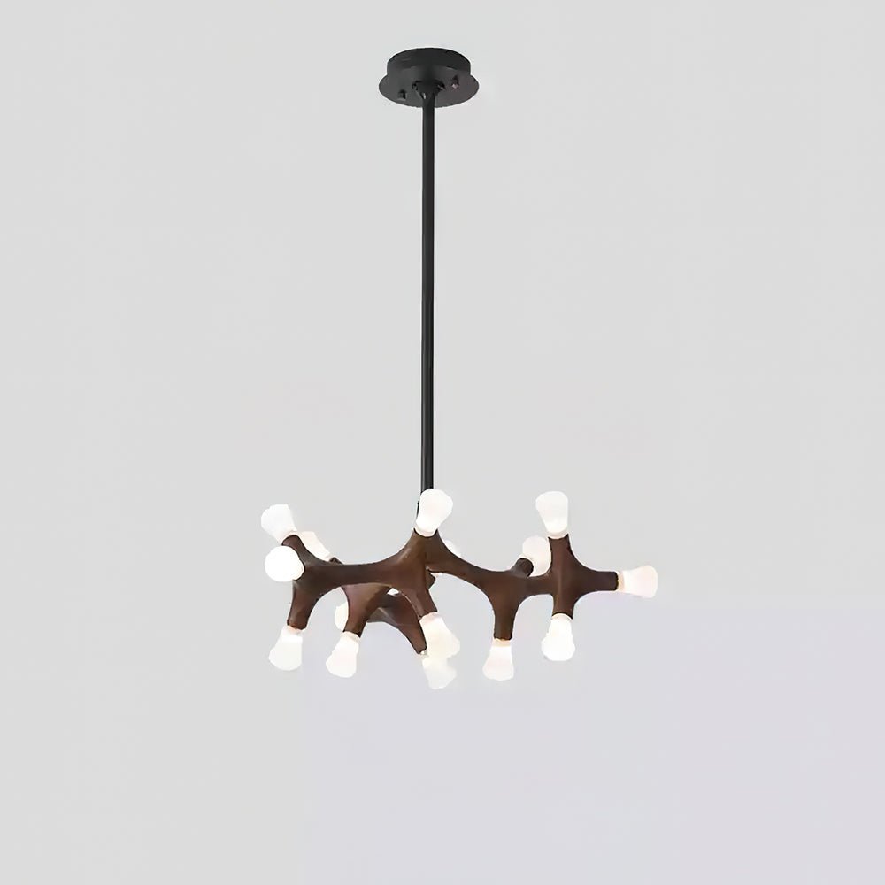 Flower Bone Chandelier 15 Heads: Dia 25.2’’ x H 42.1’’ / Walnut Color / Warm Light Chandelier