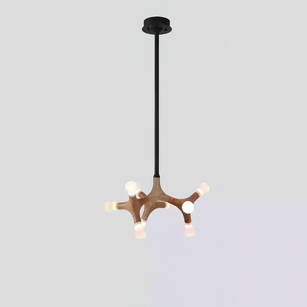 Flower Bone Chandelier 9 Heads: Dia 21.7’’ x H 42.1’’ / Wood Color / Warm Light Chandelier